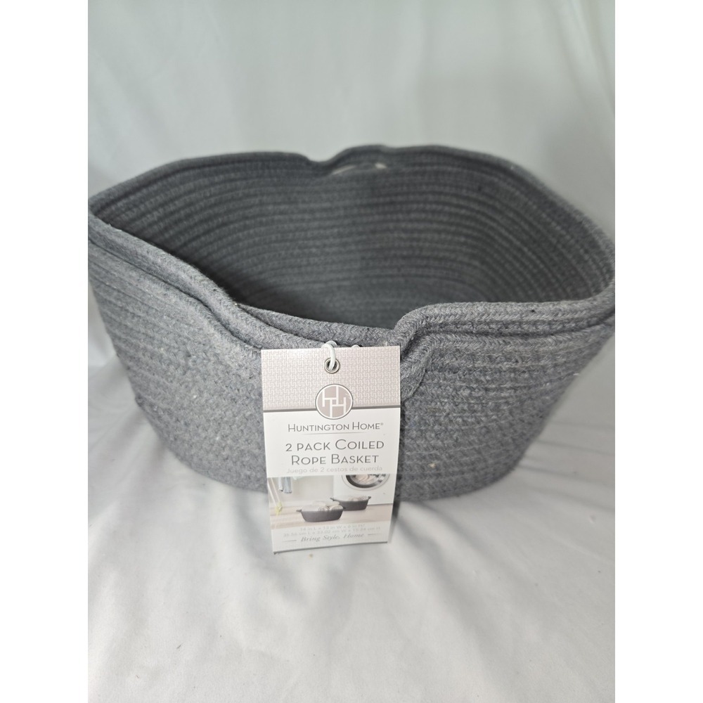 New Huntington Home 2 Pack Coiled Rope Baskets Grey